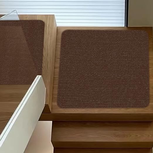 Stair Treads for Wooden Steps, Non-Slip Stair Runner Indoor Outdoor Stair Tread Landing Mats Covers Pads, 31" x 31"Matching Staircase Step Runner for Elders, Kids and Pets (31" X 31", Brown)