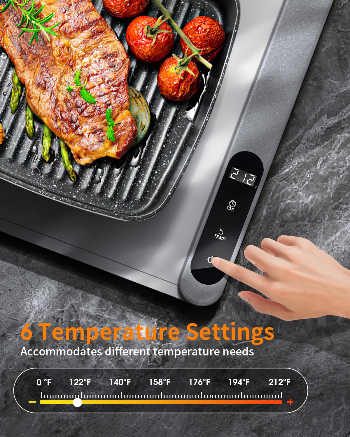 Food Warming Mat, Electric Warming Tray with 6 Level Temperature Settings,6 Hours Timer, Graphene Rapid Heating, Auto Shut-Off, Roll Up Food Warmer for Buffets Party, Countertop,Gatherings