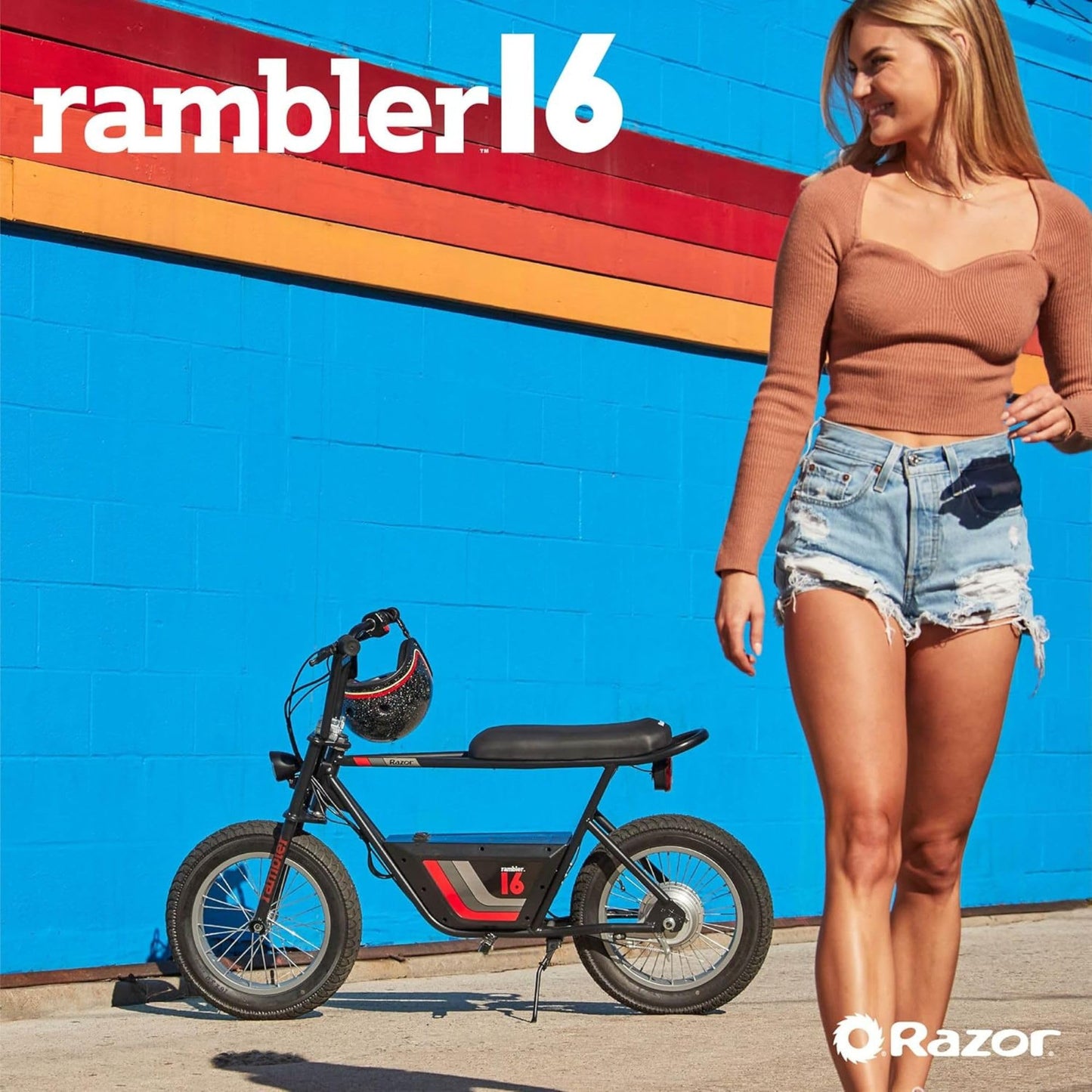Razor Electric Bike for Ages 18+, 220 lb Max Weight, Black, w/ 350W Motor, 16” Tires & 36V Battery, Up to 15.5 MPH, Rambler 16 – Rechargeable Minibike for Teens and Adults