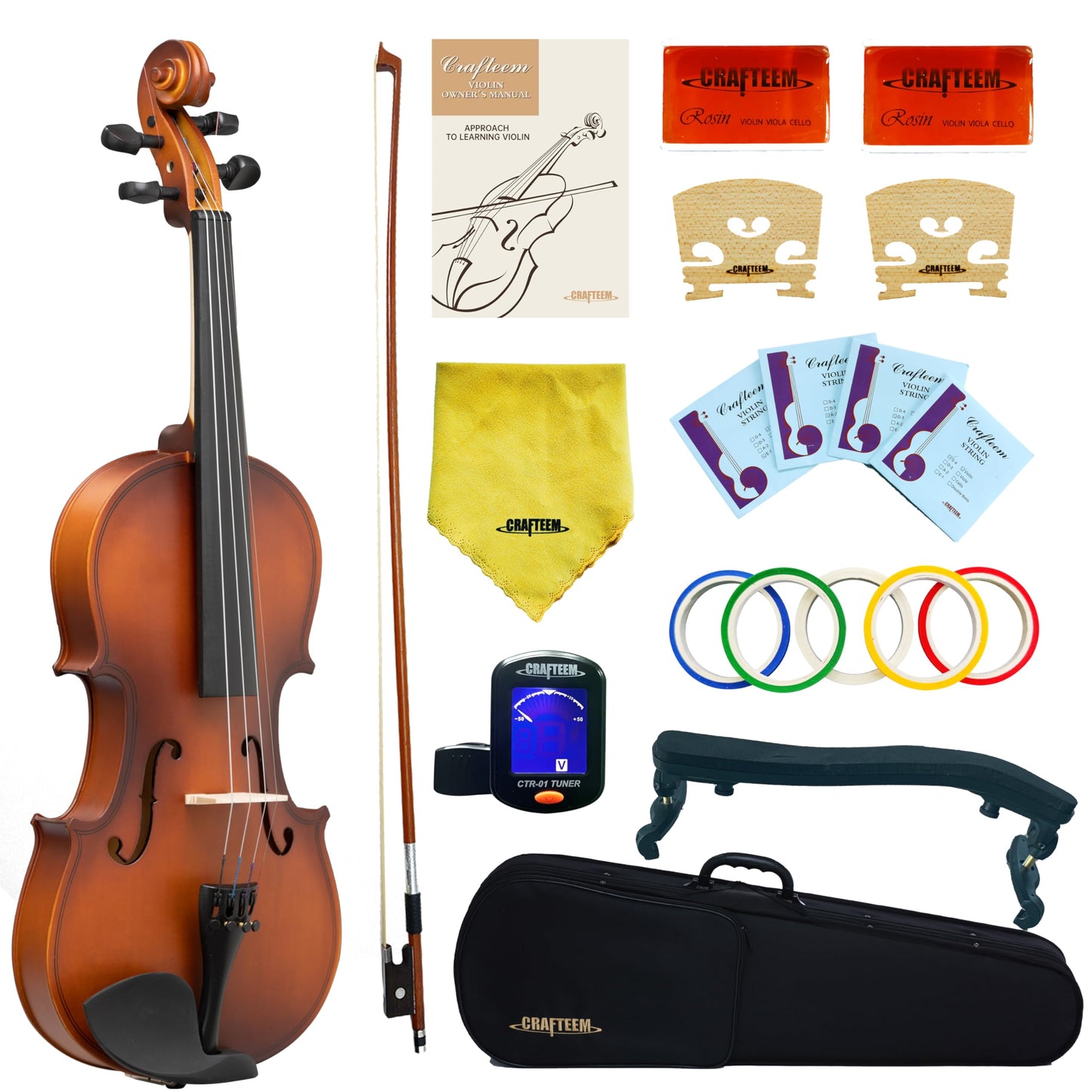 Crafteem Handcrafted Premium Violin Outfit for Kids Beginner, Student, and Adults -Perfect Your Sound and Unlock Your Musical Po
