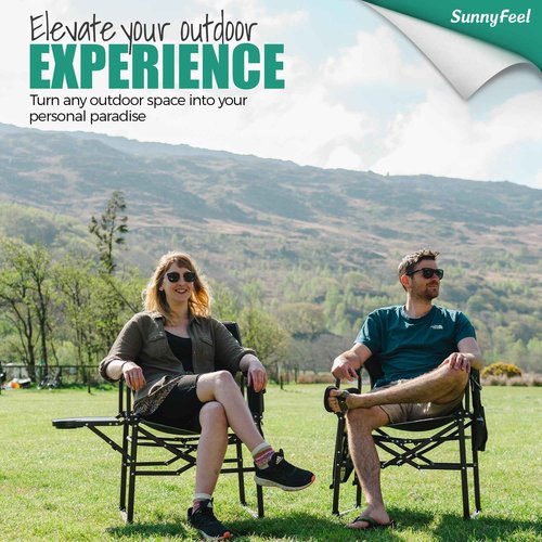 SUNNYFEEL Camping Directors Chair, Heavy Duty,Oversized Portable Folding Chair with Side Table, Pocket for Beach, Fishing,Trip,Picnic,Lawn,Concert Outdoor Foldable Camp Chairs