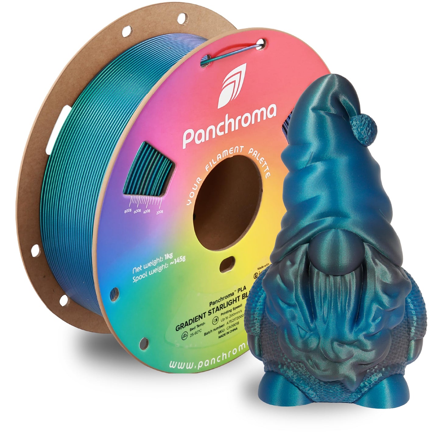 Polymaker Panchroma Gradient Starlight PLA Blue-Green 3D Printing Filament 1.75mm 1KG, Premium Gradient PLA, Easy to Print, AMS