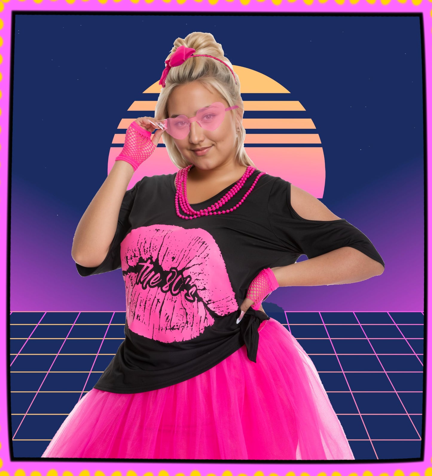 Seawhisper Plus Size 80s Outfit for Women Costumes 80s Shirt 80 Styles Clothes for Women Party Outfits Neon Accessories 20-22