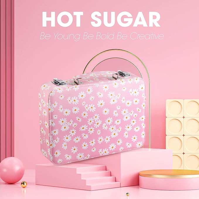 Hot Sugar Makeup Kit for Teenager Girls 10-12, All in One Beginner Makeup Kit for Women Full Kit, Teen makeup kit Cosmetic Gift Set on Birthday Christmas (Pink Daisy)