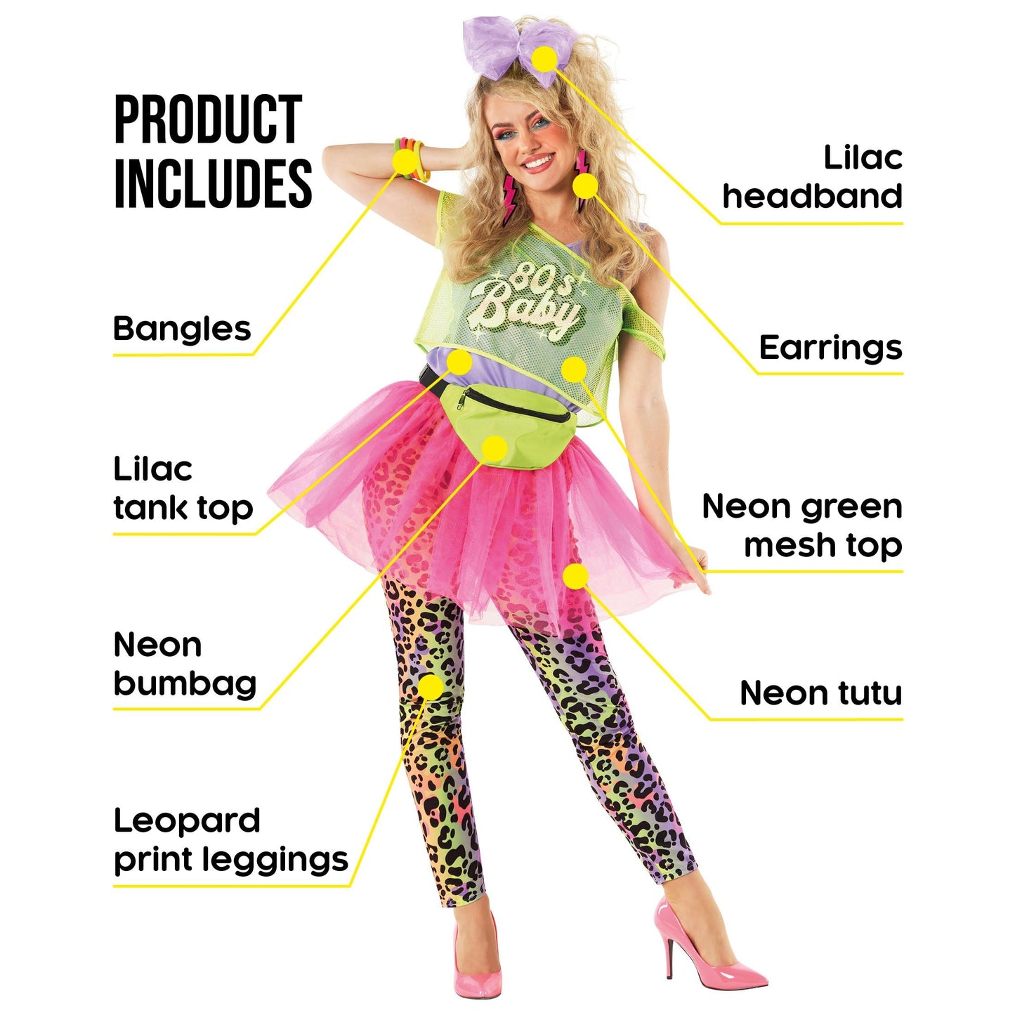 Morph 80s Outfit for Women 80s Costume Decades Day Outfits Womens 80 s Outfit for Party Halloween Disco Costume, X-Large