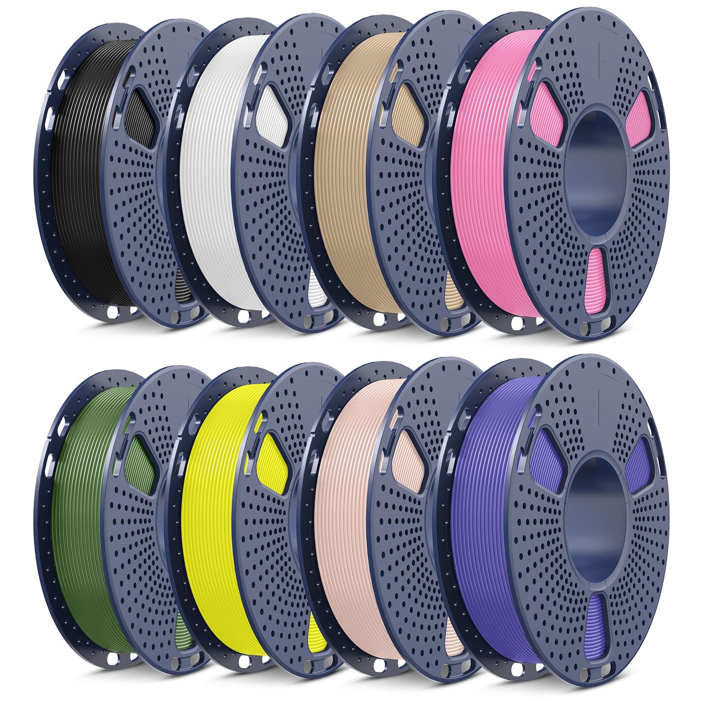 SUNLU PLA Filament 1.75mm Bundle, 3D Printer Filament Bundle 250g, 8 Rolls, 2kg Total, Black+White+Wood(Oak)+Beige+Yellow+Pink+L