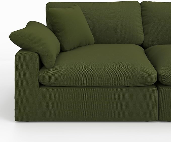 Forest aesthetics Cloud Sectional Corner Sofa,Left/Right Modular Sofa,Down Filled Convertible Couch,Covers Washable & Replaceable,Green