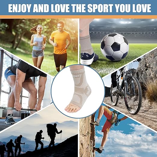 LISEPWU Copper Ankle Brace, Copper Infused Ankle Support Compression Sleeve for Men & Women, for Foot Pain Relief, Sprained Recovery, Achilles Tendonitis, Daytime or Night Use(Skin White M)