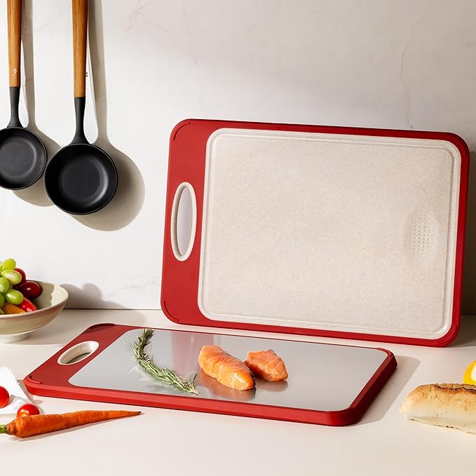 2 in 1 Stainless Steel Cutting Board with Handle Chopping Husband Birthday Christmas Xmas Valentines Father Day Gifts Ideal from Wife Romantic Anniversary Best Cool Gadget Awesome Who Have Everything