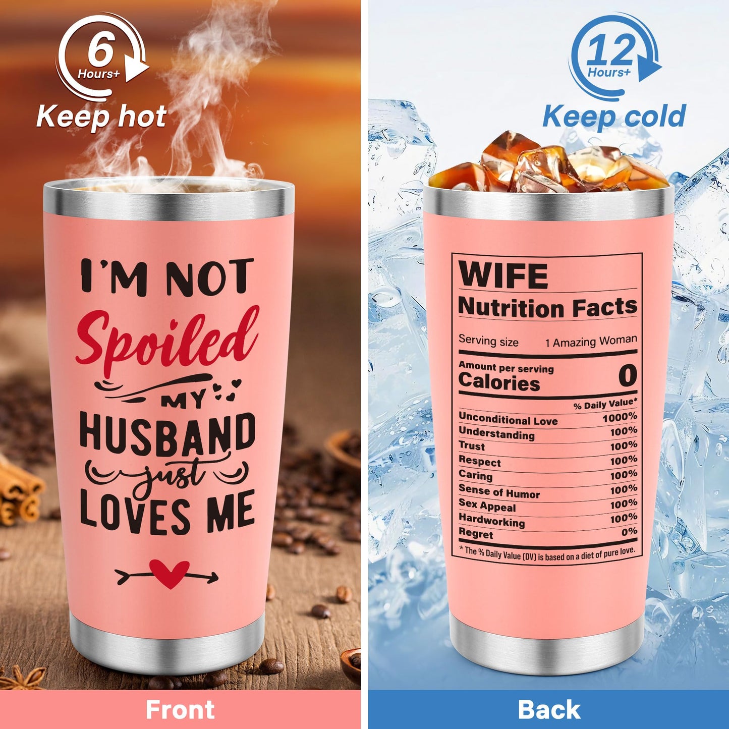 Gifts for Wife Birthday Christmas Wife Gifts from Husband, Wedding Anniversary Women Gift for Wife, Xmas Best Wife Ever Gift, Romantic Present for Wife 20oz Pink Tumbler Cup & Socks Set