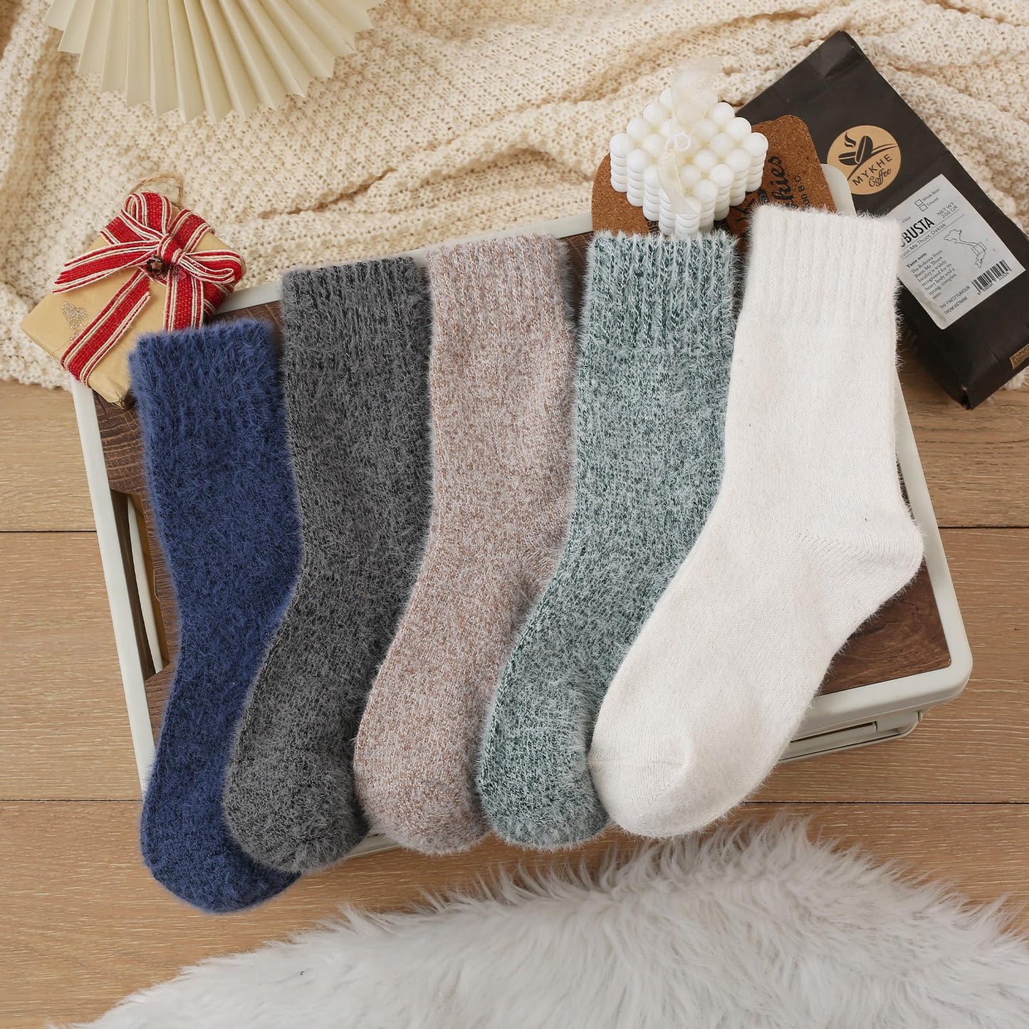 SISOSOCK Fuzzy Cozy Warm Socks for Women-Winter Home Thick Wool Soft Sleeping Socks-Perfect Gifts for Women