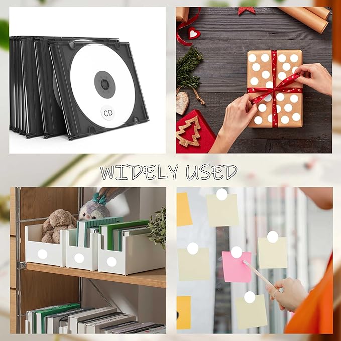 0.75 Inch 4 Rolls of 4000 Colorful Dots Sealing Stickers,3/4"Round Permanent Adhesive Color Coding Labels,White Dots Stickers for Home Decorative, Storage Bins, Moving Containers & Organization