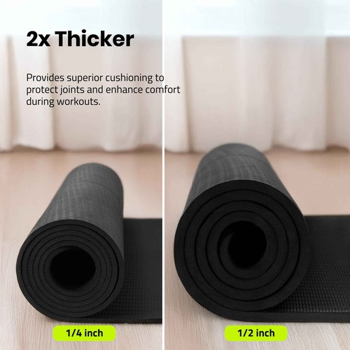 Gogokiwi Extra Wide Yoga Mat for Men Women (72"L x 36"W x 1/2" Thick) Non Slip Fitness & Exercise Mat with Alignment Marks for Yoga, Pilates, Stretch & Floor Workouts