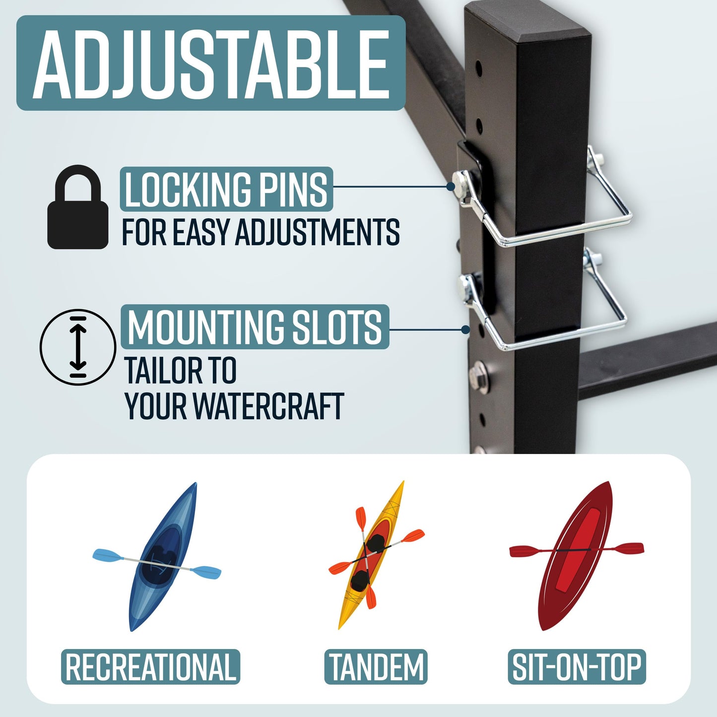 Teal Triangle Freestanding Kayak Storage Rack - Storage Rack for 2 Kayaks or Canoes - Kayak Stand for Outdoor and Indoor - Premium Kayak Holder and Canoe Stand - Adjustable Kayak Storage Stand