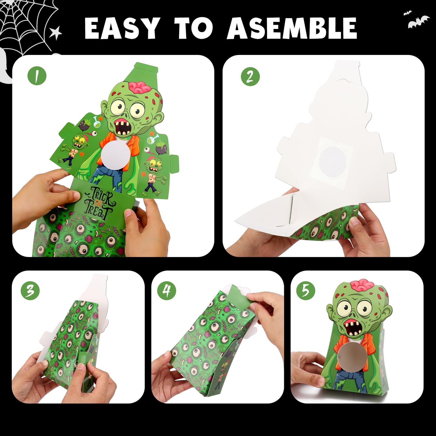 Giiffu 54 PCS Halloween Treat Boxes, Candy Goodie Bags with Window - 9 Designs for Kids Party Favors, Classroom Exchange, Trick or Treat Supplies