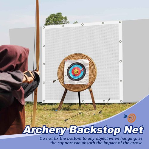 Syhood Archery Backstop Arrow Netting Backstop Target Block Heavy Duty Reinforced Archery Back Stop Reinforced Nets Accessories for Bow Backyard(6 x 6 ft,White)