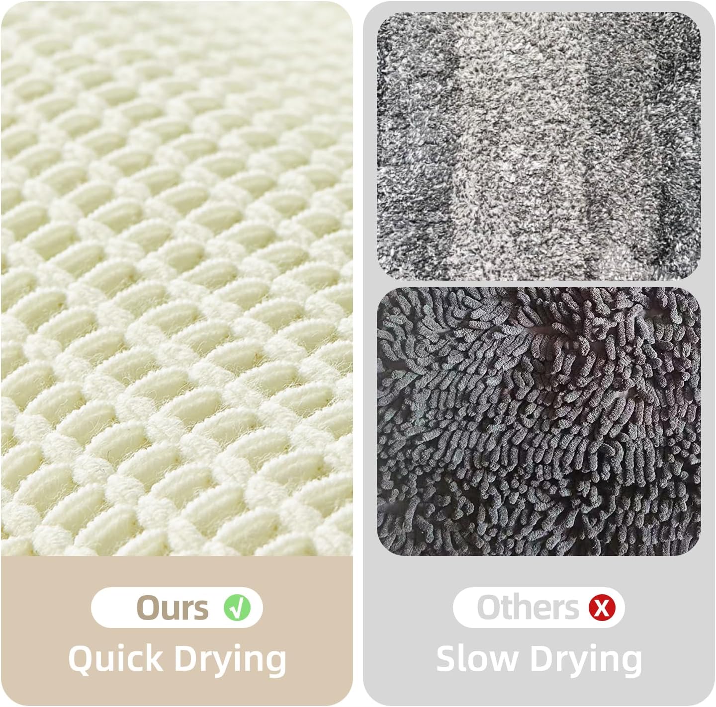 Cream White Long Bathroom Rugs, Waffle Runner Rug Bathroom Non Slip Washable Super Absorbent Quick Dry Boho Farmhouse Bath Mat, 72"x24" Cream White