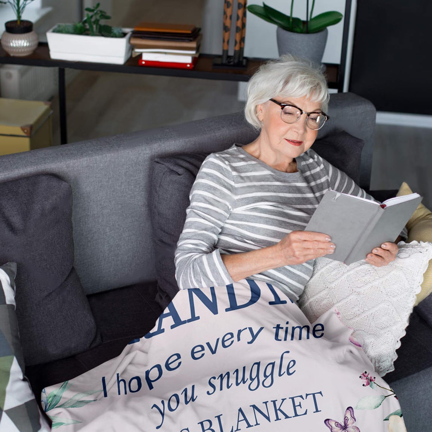 Fouca Grandma Birthday Throw Blanket 60"X50", Unique Birthday Gift for Grandma