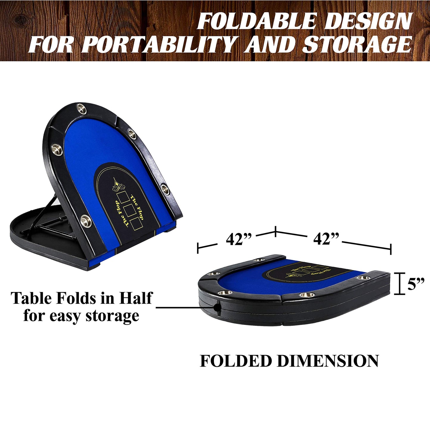 Barrington 10 Player Poker Multiple Styles Folding Poker Table & Poker Table Top/Dining Table Collection, Durable Padded Rail Tables with Felt Playing Surface, Perfect for Texas Holdem Games