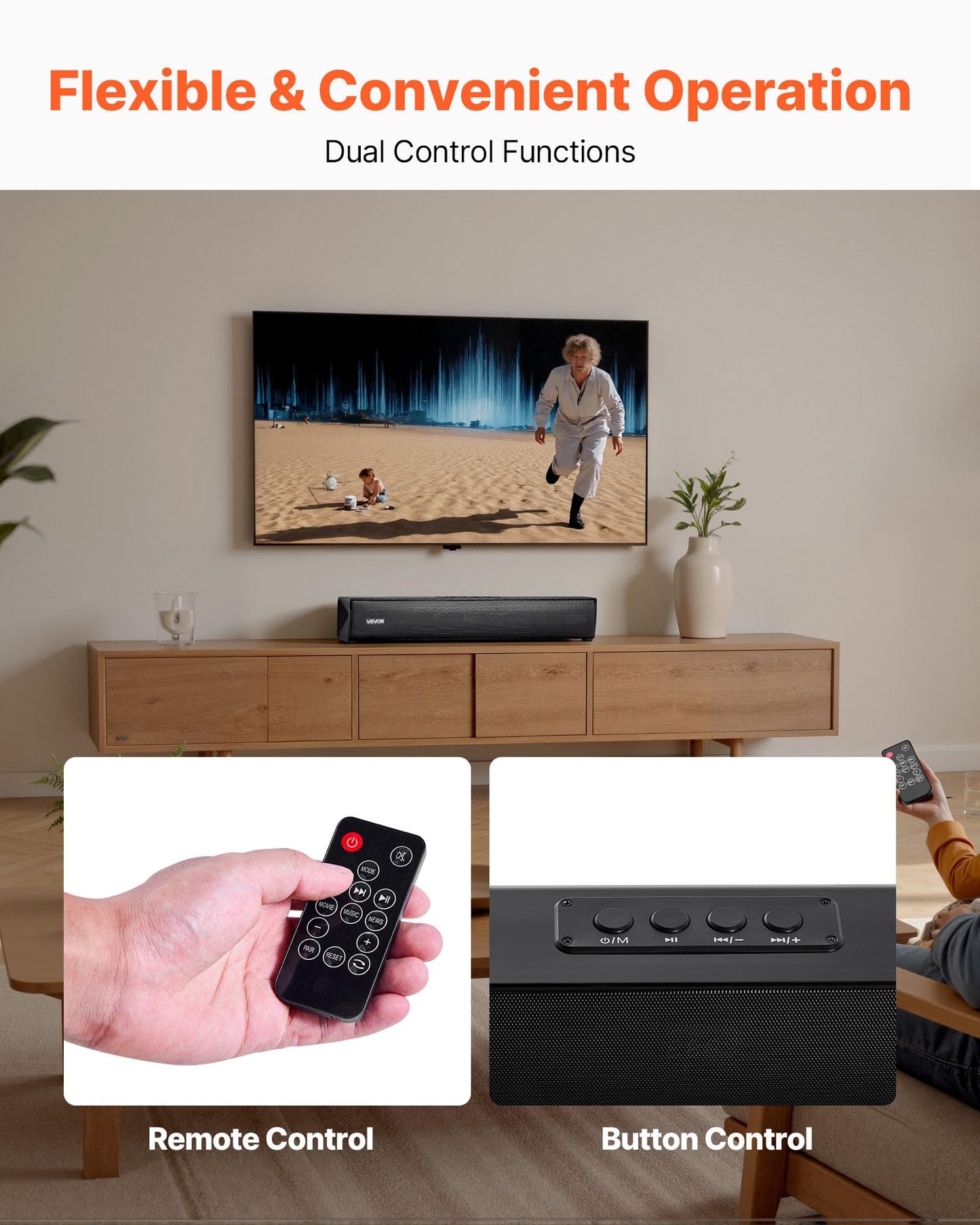 Vevor Sound Bar For Smart Tv, 2.0 Channel, 17-Inch Compact Soundbar Tv Speakers For Projector, Bluetooth Aux Connection, Remote