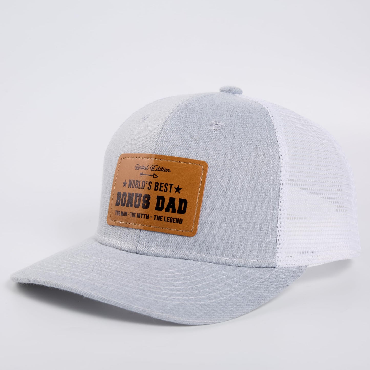 Best Bonus Dad Ever Hat, Stepdad Hat for Christmas Fathers Day Birthday from Son Daughter, Gifts for Dad, Trucker Gray Cap