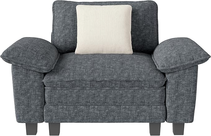 MIXPATIO 53.5" Modular Sectional Single Sofa, Soft Plush Chenille Armchair with Comfortable Deep Seat & Removable Arms for Living Room,Cyan