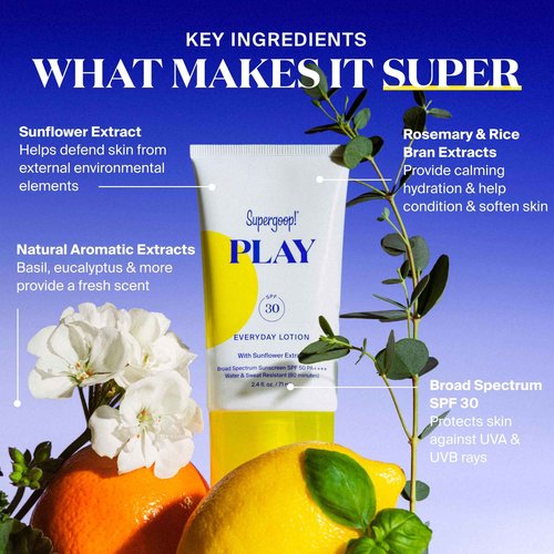 Supergoop! PLAY Everyday SPF 30 Lotion - 5.5 oz, Pack of 2 - Broad Spectrum Body & Face Sunscreen - Water & Sweat Resistant - Great for Active Days