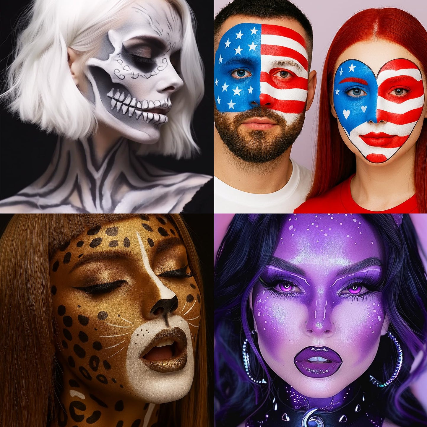 8PCS Face Body Paint Stick, Oil Based Face Painting Kit for Halloween Clown Monster Skull Vampire Costume Cosplay Makeup, Sports
