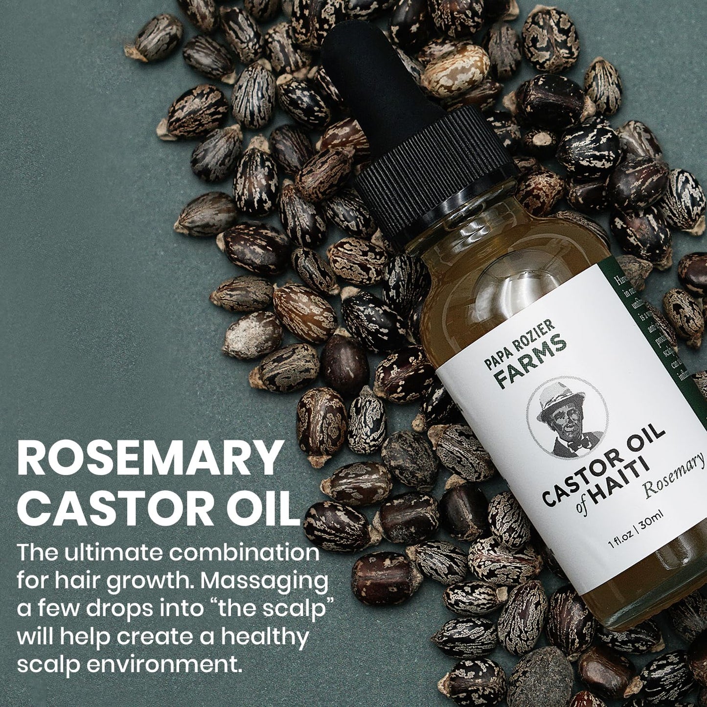 Papa Rozier Farms Rosemary Pure Organic Castor Oil of Haiti - Cold Pressed - Hexane Free - Hair Growth Treatment - Hair Growth f