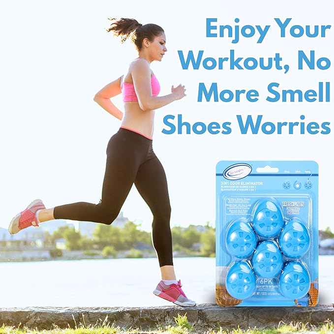 Air Jungles Shoes Deodorizer Ball 12 Count, Fresh Linen Scent, Odor Remover Balls for Sneakers Boot Shoe, Essential Oil Provides Natural Freshness