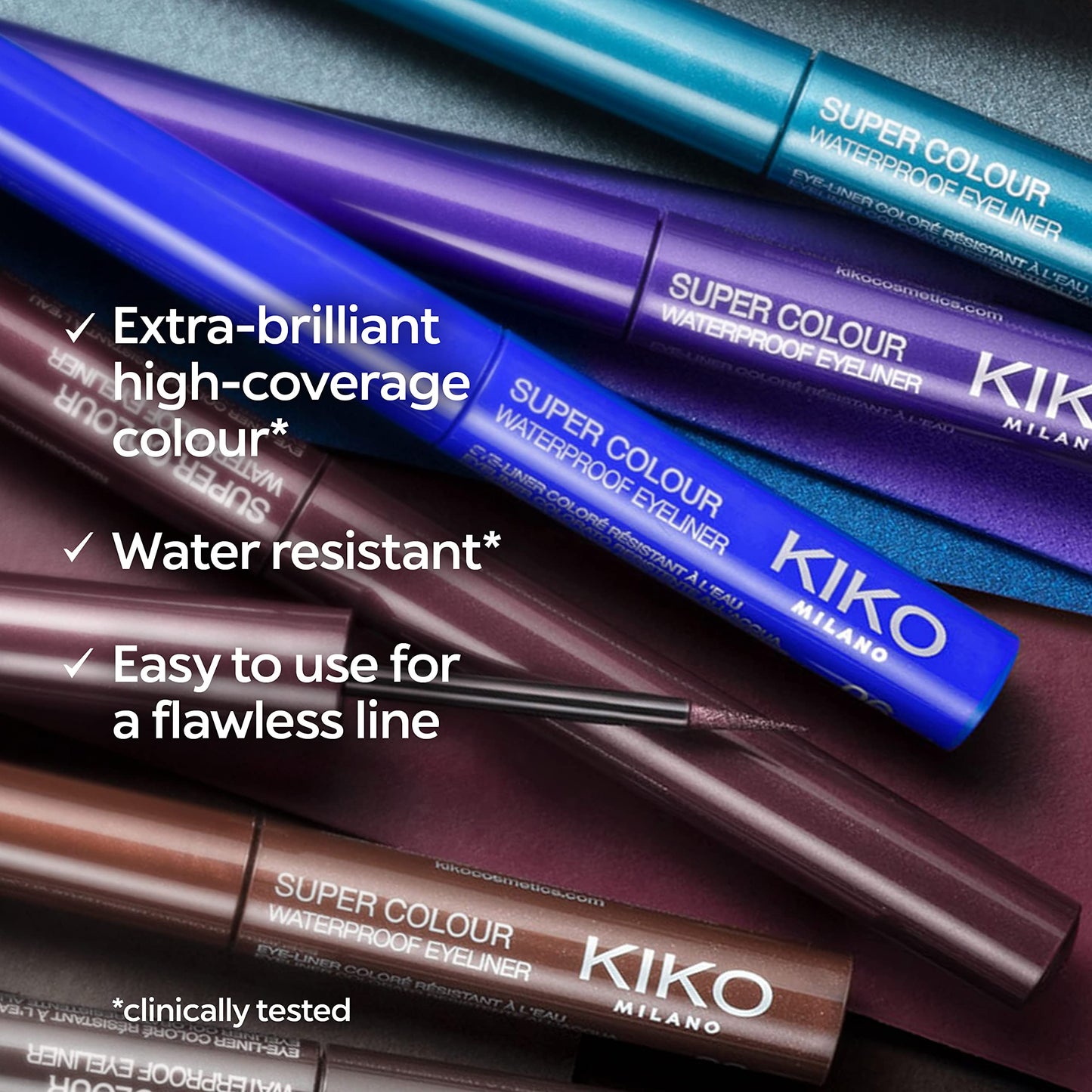 KIKO Milano New Super Colour Waterproof Eyeliner 02 | High Coverage Water-resistant Colourful Liquid Eyeliner