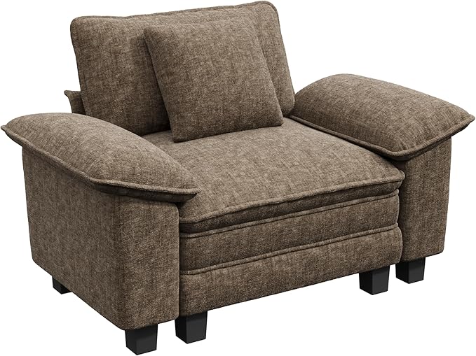 MIXPATIO 53.5" Modular Sectional Single Sofa, Soft Plush Chenille Armchair with Comfortable Deep Seat & Removable Arms for Living Room,Taupe