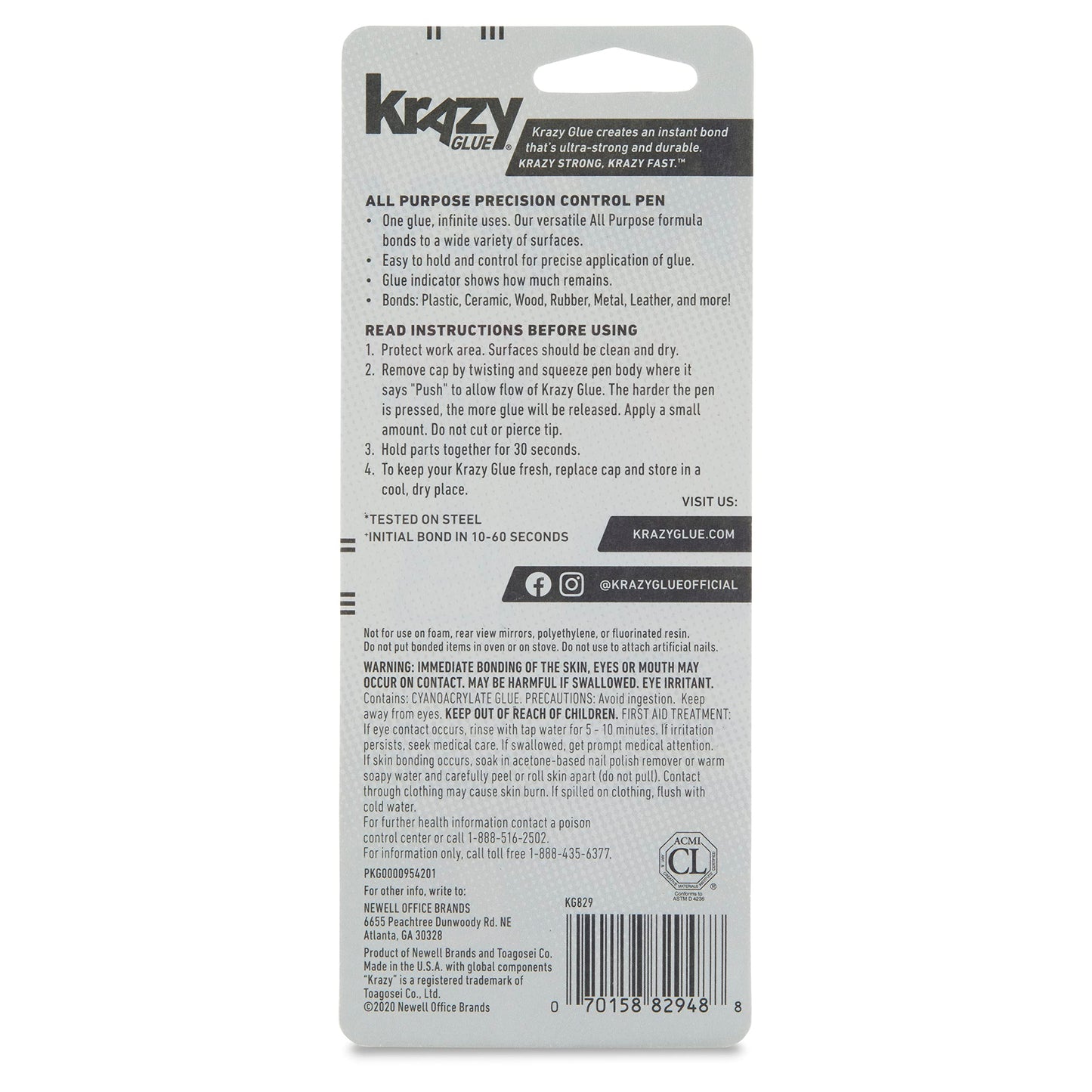 Krazy Glue All Purpose Precision Control Superglue Pen (4g), Clear, Fast-Drying Adhesive, One-Drop Applicator for Plastic, Ceramic, Wood, Rubber, Metal, Leather & More