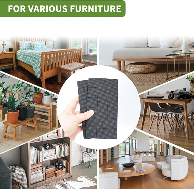 COVERCORNER Non Slip Furniture Pads 36 PCS 1'' Square - Anti Slip Furniture Pads - Self Adhesive Rubber Feet Furniture Feet - Chair Leg Floor Protectors - Keep Furniture in Place