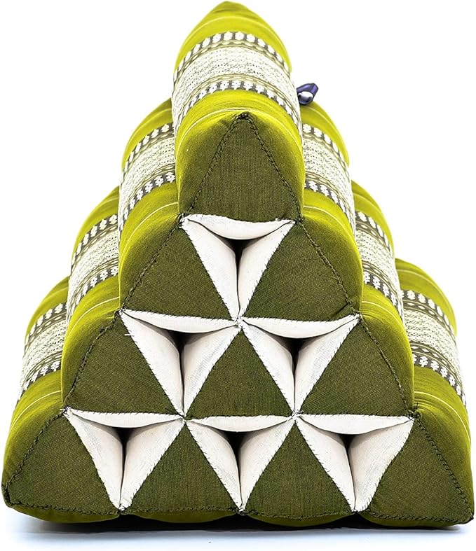 Leewadee Triangle Cushion – Comfortable Backrest for TV or Reading, Incline Pillow for Relaxing Made of Kapok, 20 x 13 x 13 inches, Green