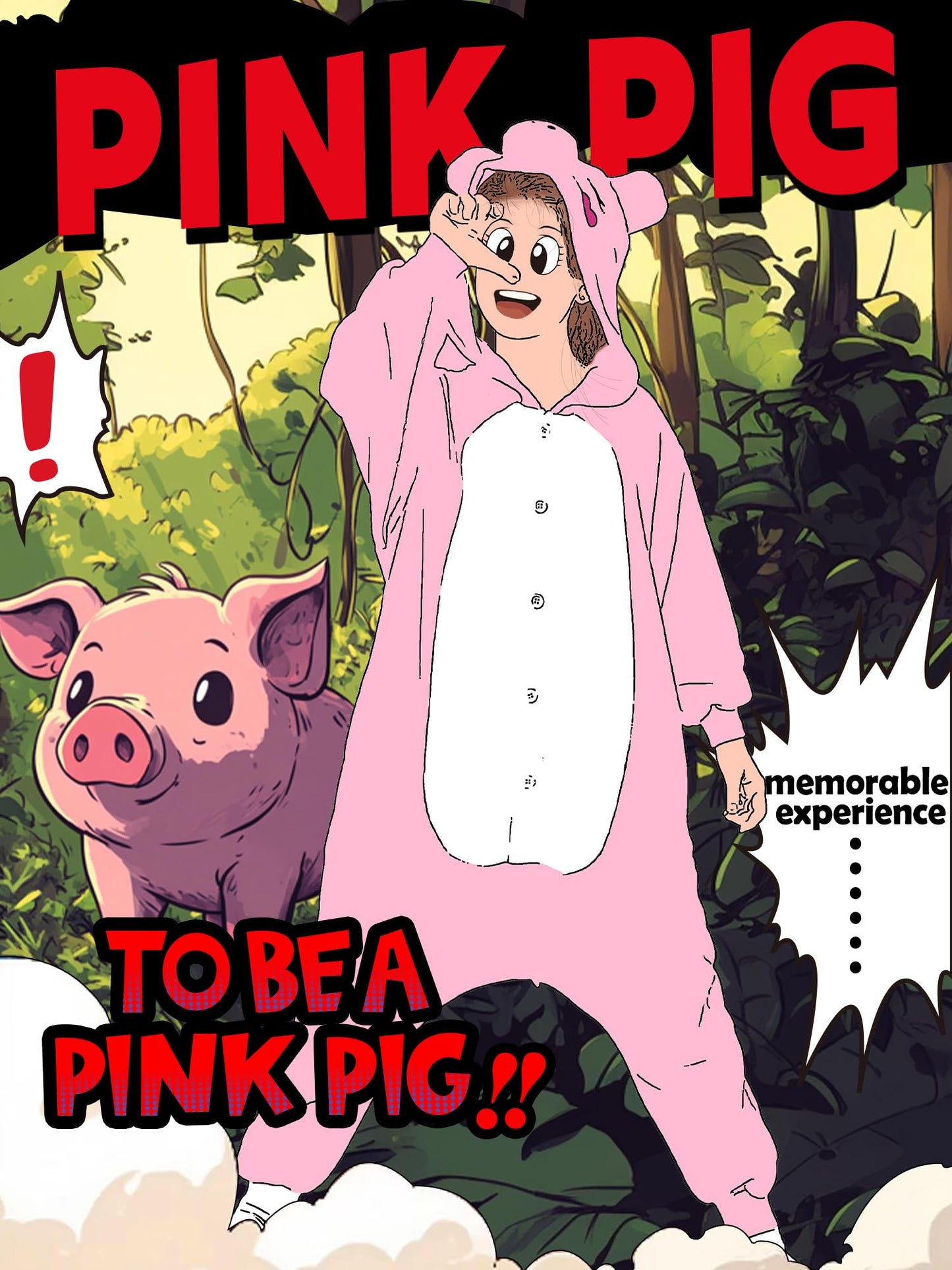 CANASOUR Pig Onesie Kids Halloween Cosplay Costume Girls One Piece Pjs Anime Unisex Hoodie Pajamas Pink For 10-12 Years Boys Party Pyjamas (Height 56-59”, 10 Years, Pig)