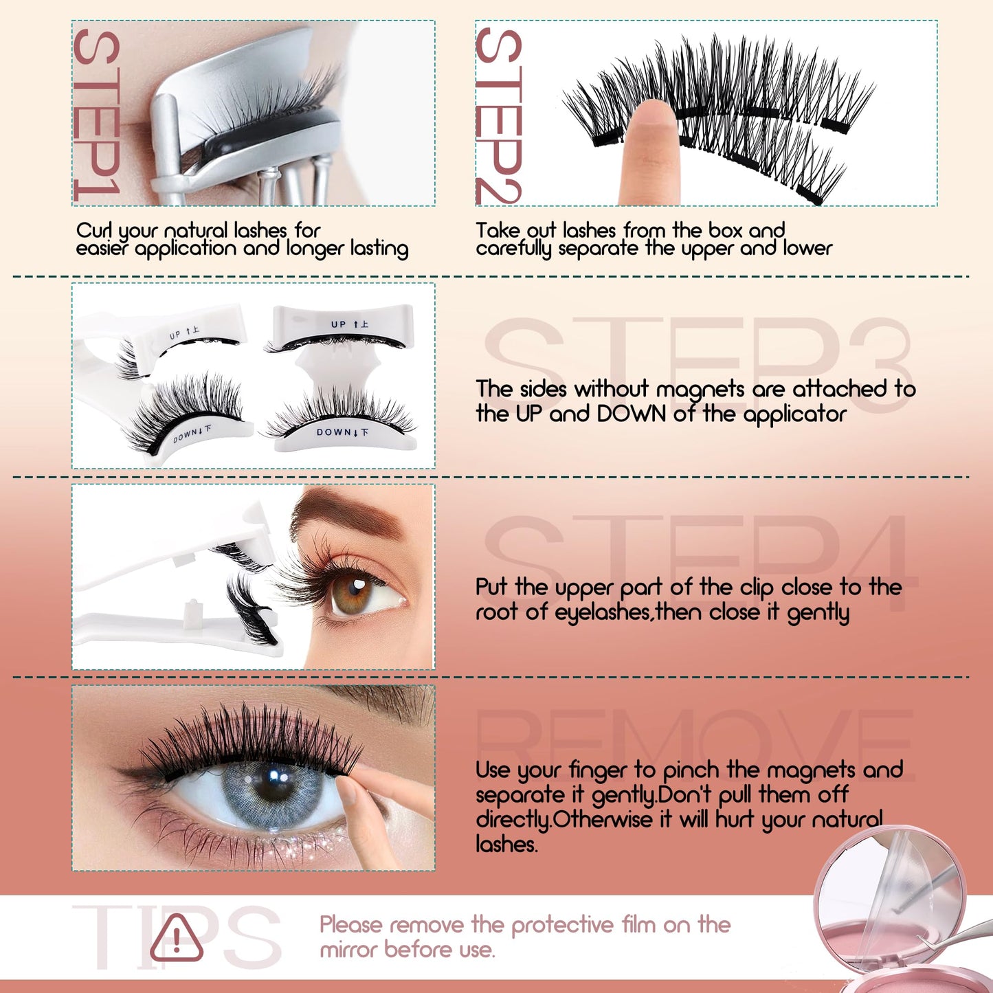 GEMERRY Magnetic Eyelashes with Applicator Soft Reusable Magnetic Lashes Fluffy Look No Glue Needed Lash Kit DIY at Home