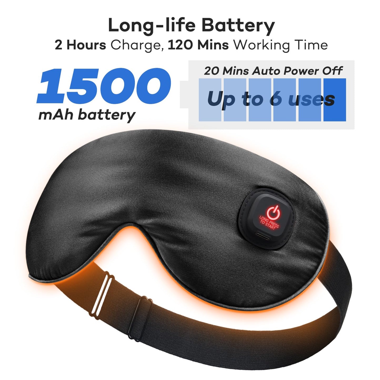 Ezona Silk Cordless Heated Eye Mask, Warm Eye Compress Mask for Dry Eyes, Washable Eye Heating Pad for Travel, Dry Eyes, Blepharitis, Sinus Migraine (Black)