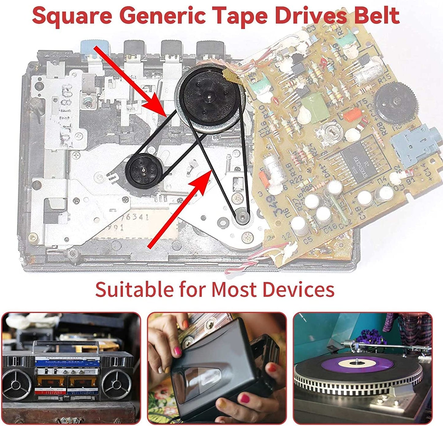 35+ Pack (40-135Mm) Mix Cassette Rubber Square (Width 1Mm) Belt Cassette Machine For Dvd Drive, Xbox 360, Repair Rebuild Common