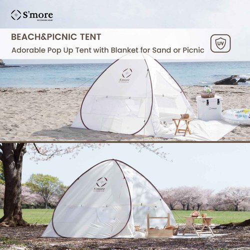 S'more Colline Blue 2 Person Pop Up Tent, Instant Setup, UV Protection, Water-Resistant, Perfect for Beach, Picnic, Camping & Hiking