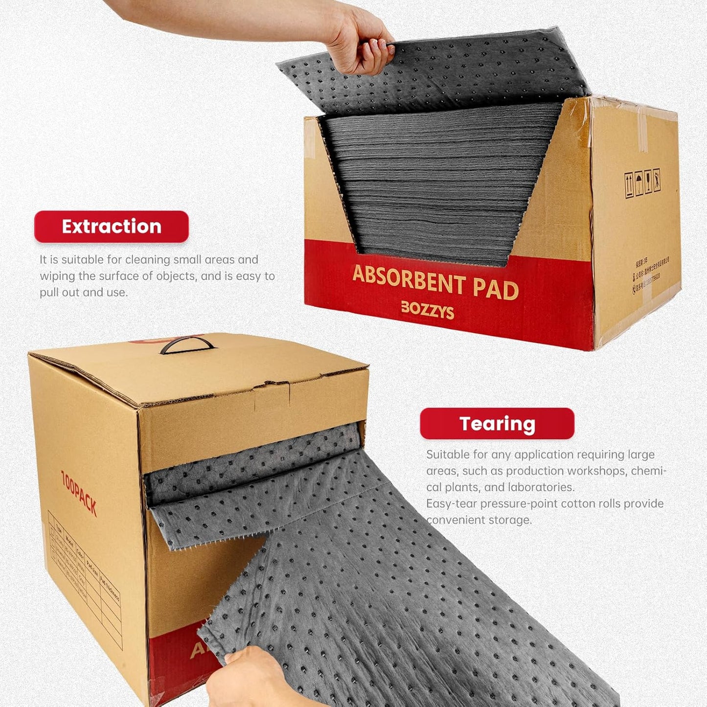 Universal Absorbent Pads | 16"x20" Water Absorbent Mat 100-Pack | Industrial Spill Control for Liquids Leak(24 Gal/Box) | Oil Absorbing Sheets