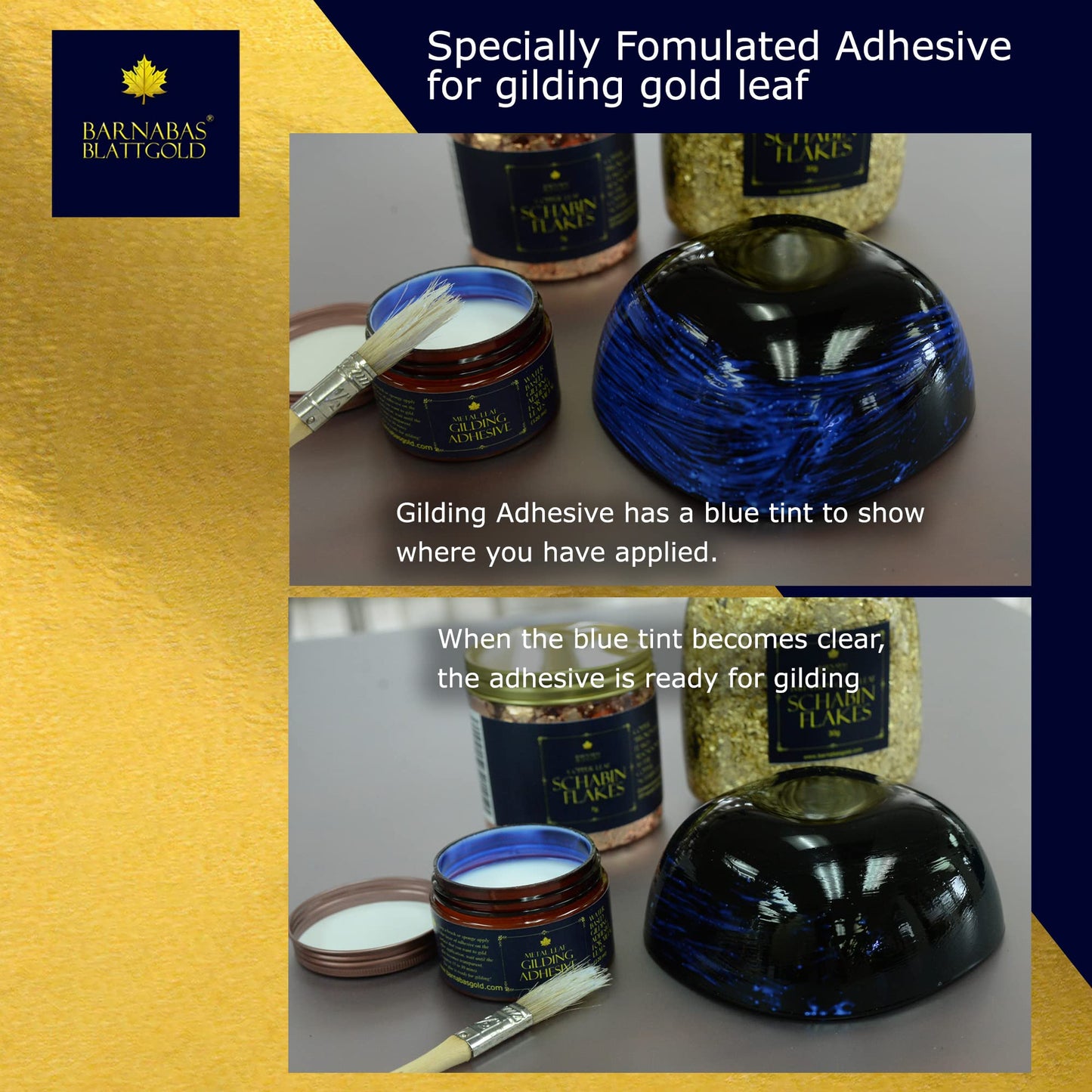 Barnabas Blattgold Gold Leaf Gilding Adhesive 60ml, Gold Foil Gilding Adhesive for Arts and Plating