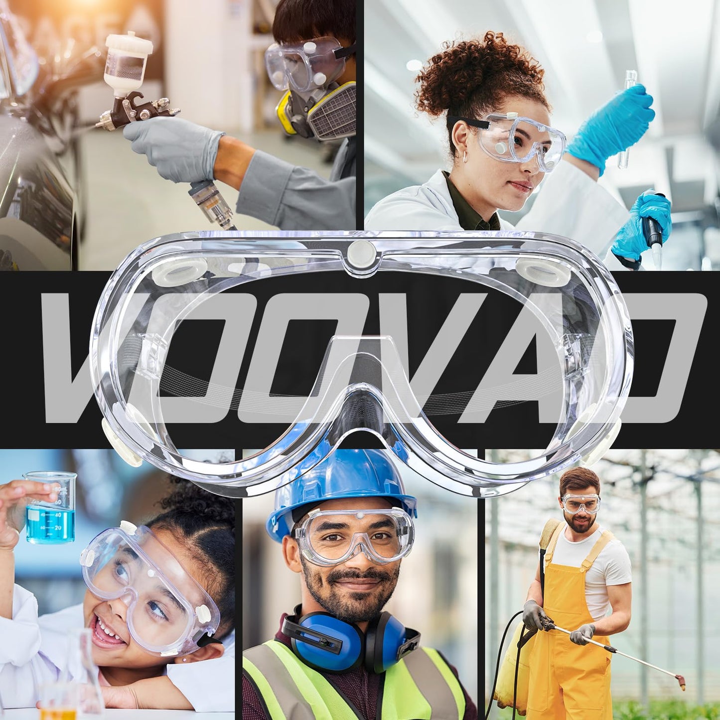 VOOVAO Anti-fog Safety Goggles,Adjustable Chemistry Lab Goggles