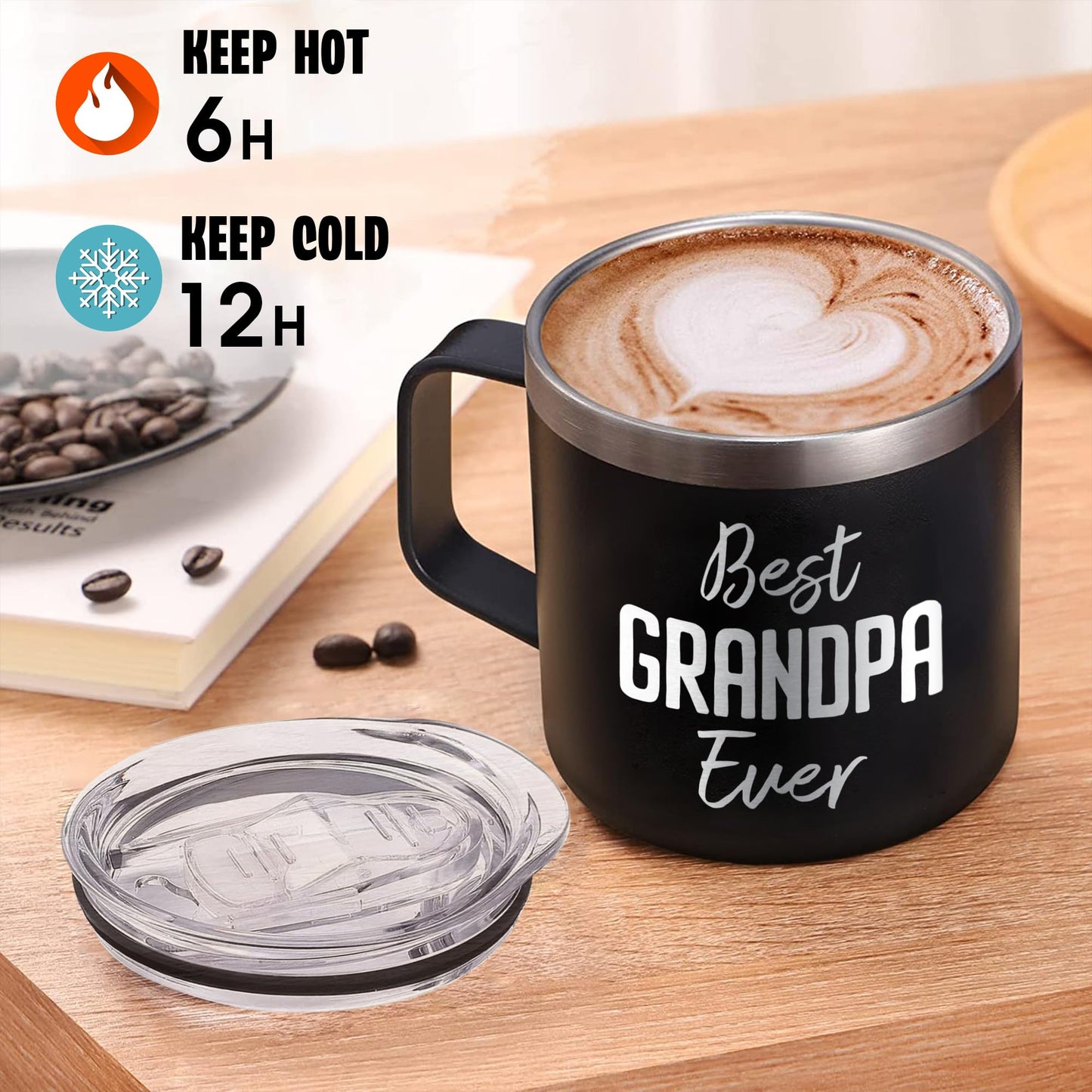 Best Grandpa Ever Mug Fathers Day Papa Coffee Mug Gifts for Papa- Grandpa Tumbler Grandpop Abuelo Gift - Paw Paw Gifts for Granddad Mugs from Grandkids - Tumbler 14oz Stainless Steel Tumbler with Lid