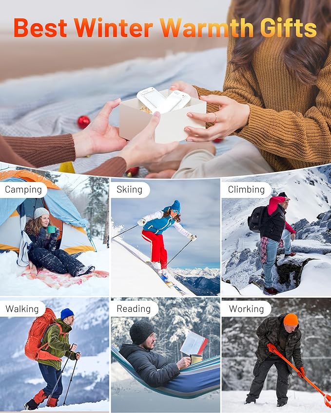 Hand Warmers Rechargeable 2 Pack, Electric Hand Warmers, Fast Heating, Portable Pocket Heater, 2 in 1 Quick Charge Hand Warmer for Outdoor Indoor, Warmer Gift for Christmas, Golf, Camping