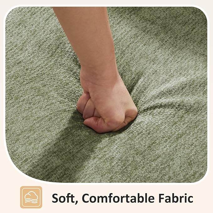 VANOMi 6 Seater Cloud Couches for Living Room, 118" Convertible Modular Cloud Sofas & Couches, Comfy Chenille Sectional Couch Sofa for Apartment, Office, Olive Green, L/U Shaped