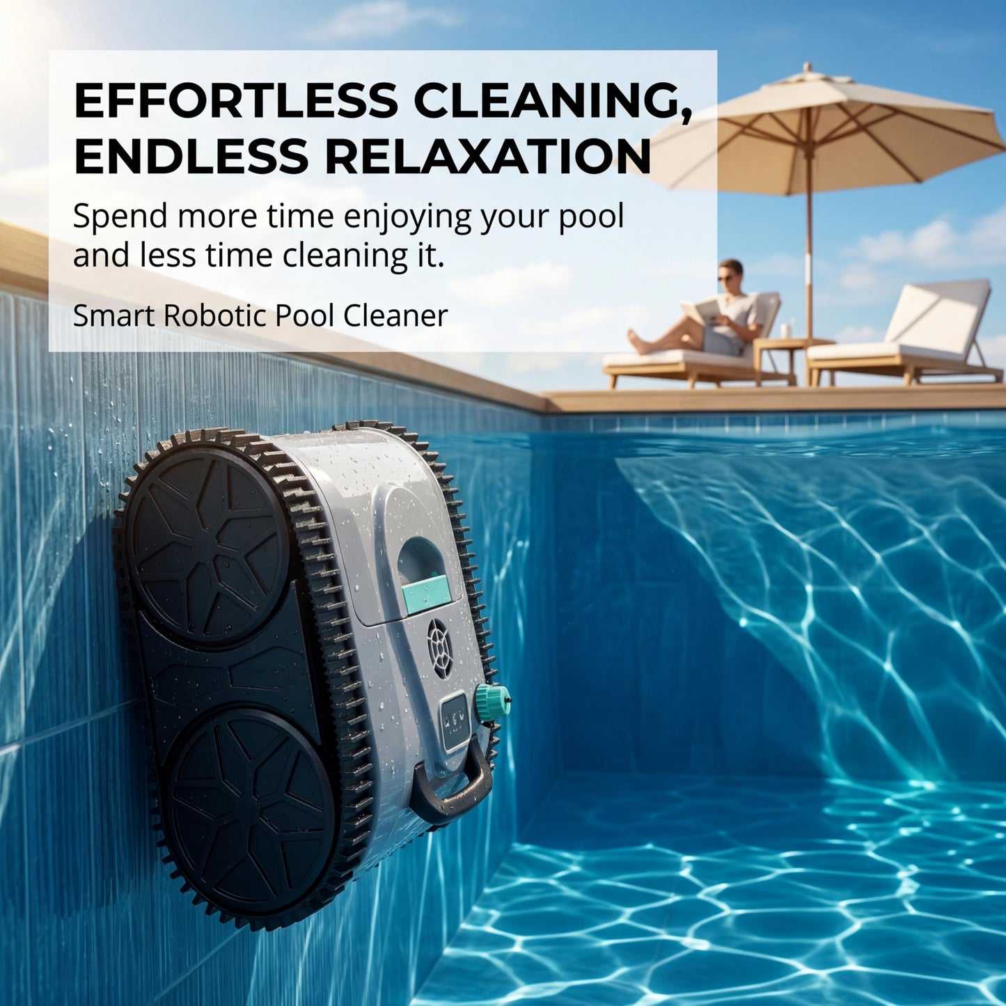 Hinice Cordless Pool Cleaner Robot for Wall & Waterline Cleaning, Automatic Pool Vacuum Cleaner for Inground & Above Ground Pools up to 3200 sq.ft, 120 Mins Runtime, IPX8 Waterproof