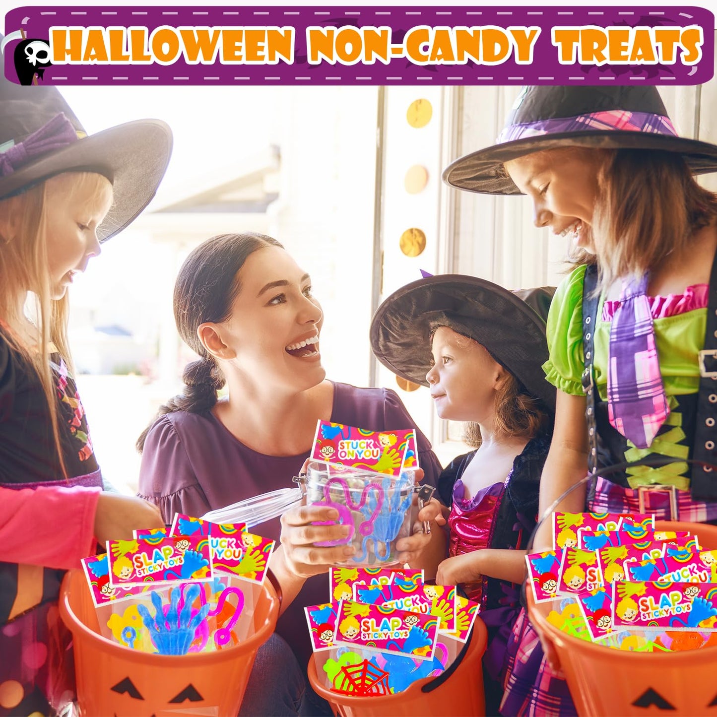 Halloween Treat Non Candy for Kids 28 PCS, Sticky Hands Toys Gifts Prizes for Toddlers, Halloween Goody Bag Bucket Pinata Stuffer Fillers,Birthday Preschool Party Favor Supplies Trinket for Boys Girls