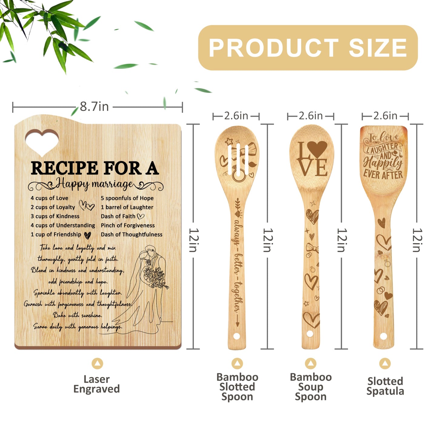 Wedding Gift for Couple 2025, Recipe for A Anniversary Marriage Cutting Board Mr and Mrs Gifts,Bridal Shower Gifts for Bride and Groom Engagement, Newlywed Bride o Be Gifts, Christmas His Her Gifts
