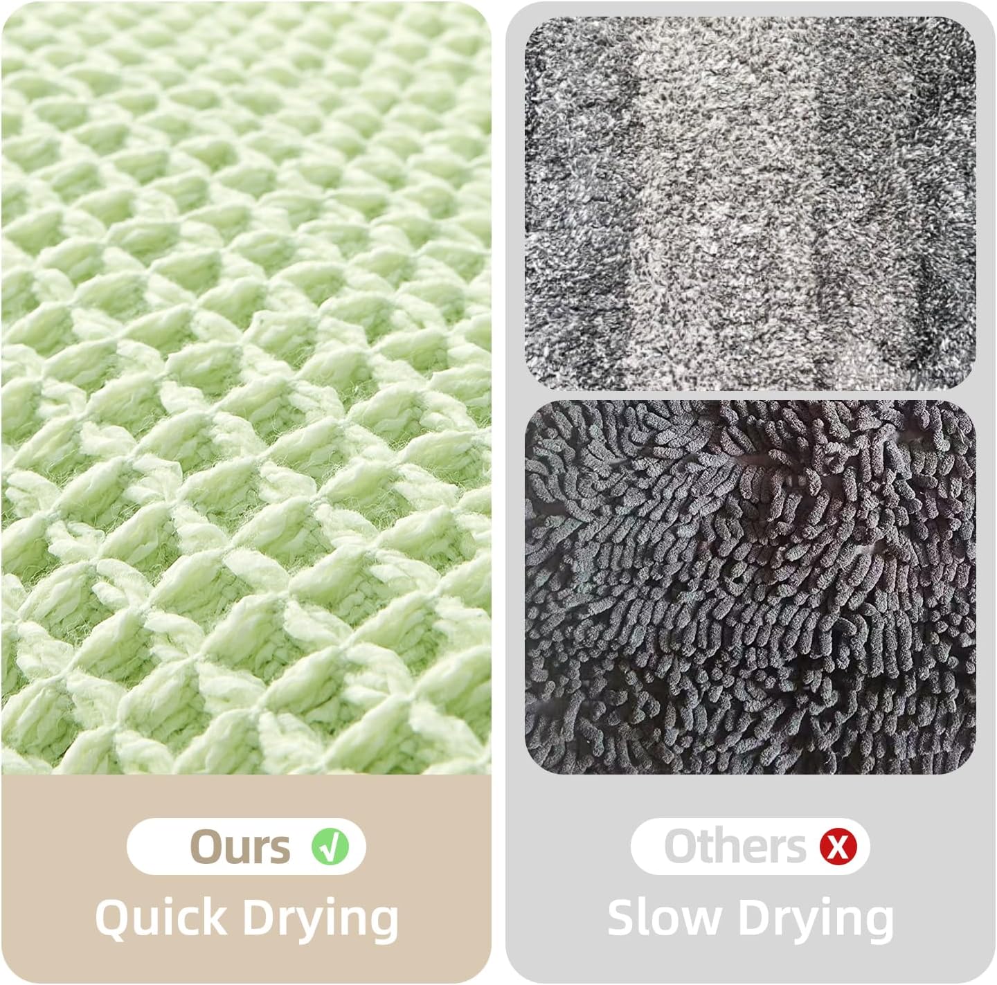 Waffle Bath Mat, Boho Bathroom Rugs Non Slip Washable Super Absorbent Quick Dry Cute Bath Mat Farmhouse Bathroom Decor, 36"x24" Pale Green